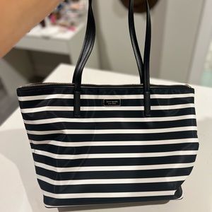 Kate Spade, black and white stripe tote